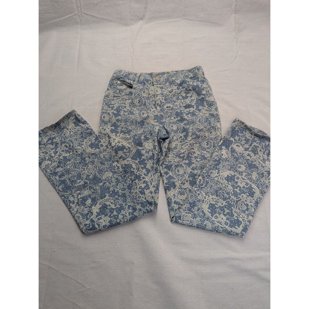 Y2K Boho Cottagecore Size 16 Floral Print Jeans Be Bop USA Made in USA